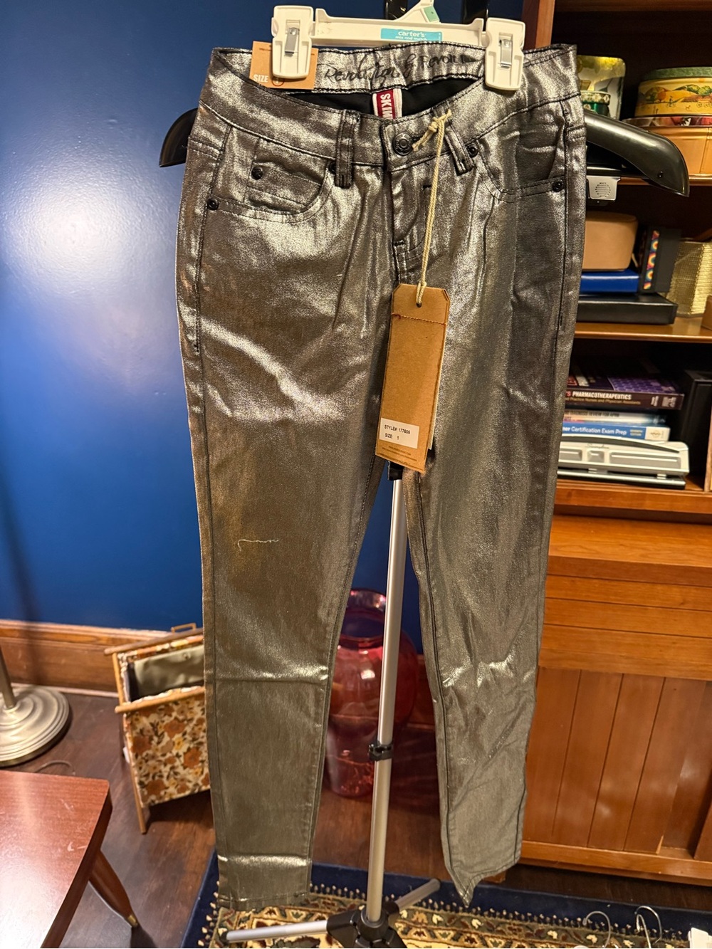 Revolt Jeans Metallic Silver Skinny Jeans